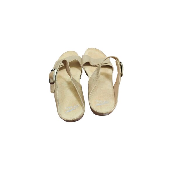 Dansko Size 42 Leather Wedge Sandals Nude Beige Comfort Slip On Adjustable Strap - Picture 6 of 15